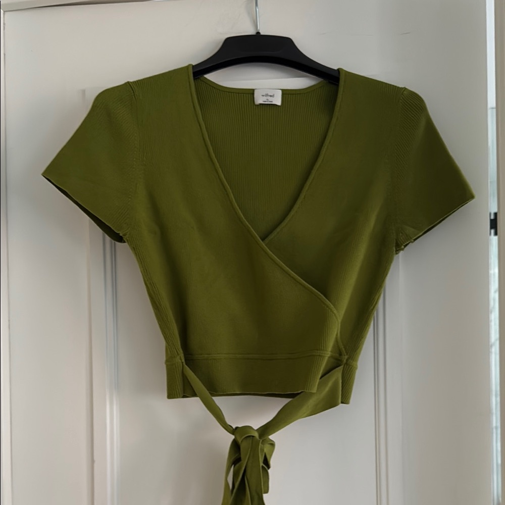 Wilfred Olive Green Wrap Crop Top